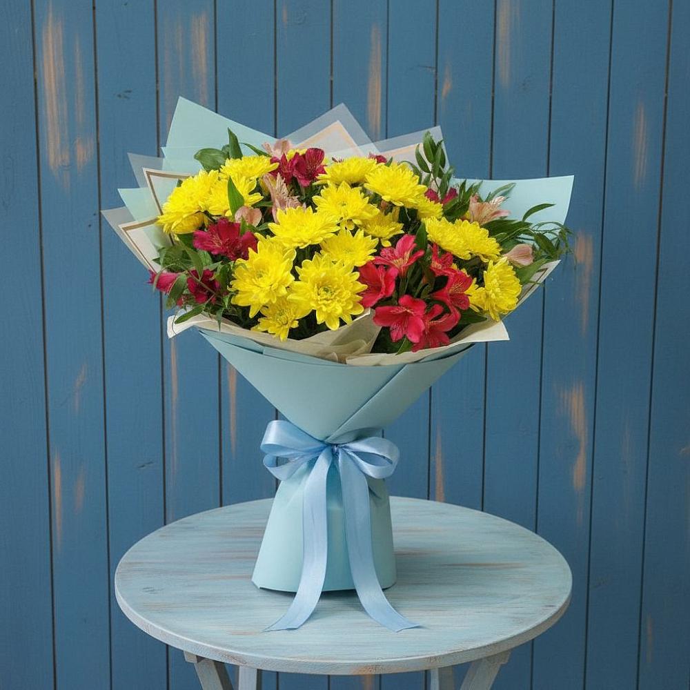 Букет цветов из: Альстромерии и Хризантемы в Партените