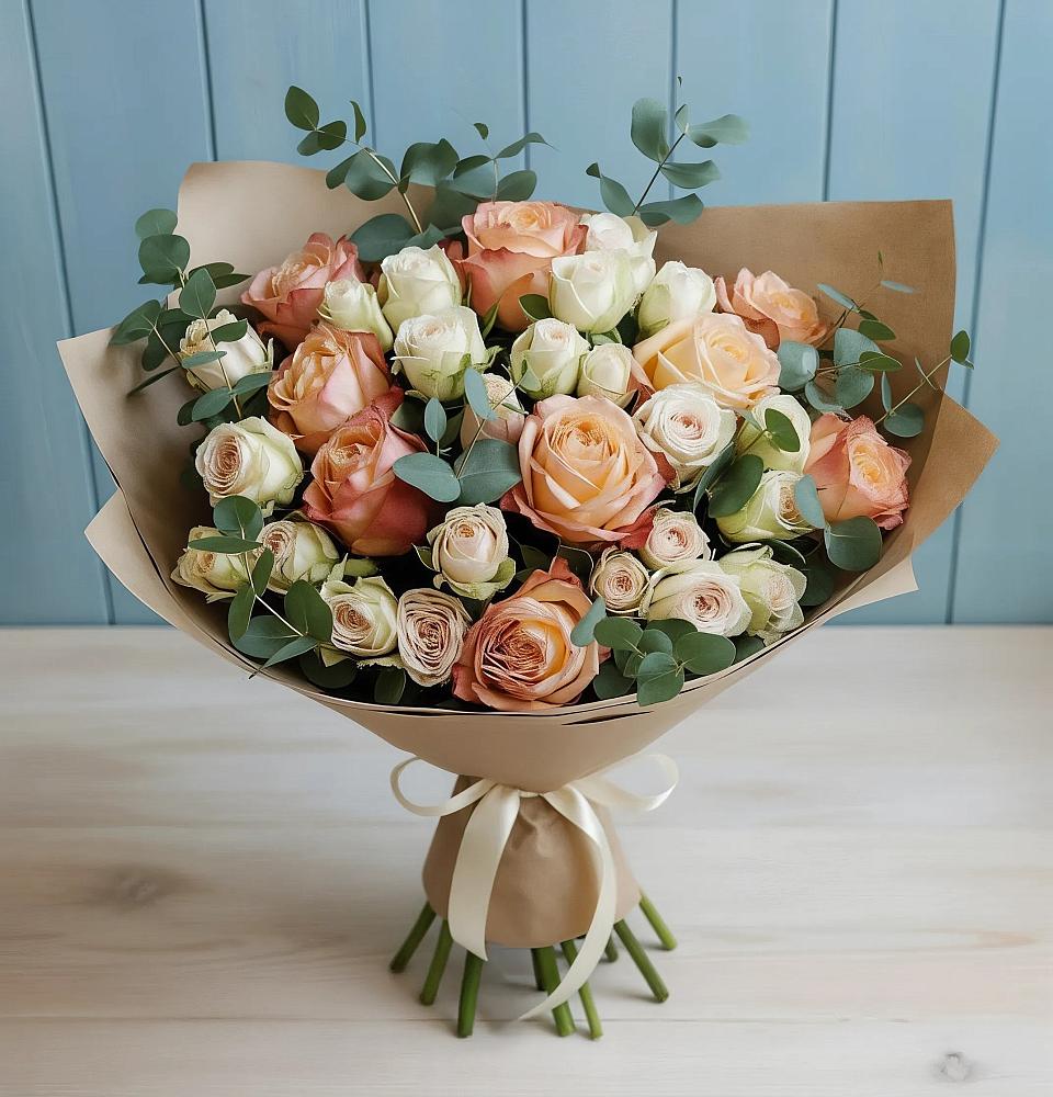 Букет цветов из: Альстромерии и Розы в Партените