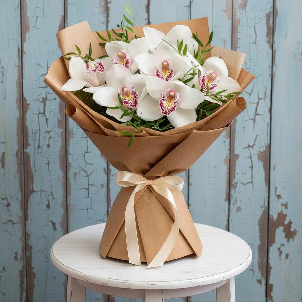 Букет цветов из: Орхидеи и Розы в Партените