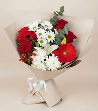 Букет цветов из:  Розы, Хризантемы, Герберы и Лилии #REPLACE_PRED# Партените