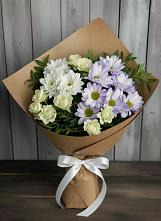 Букет цветов из:  Хризантемы и Розы #REPLACE_PRED# Партените