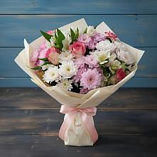 Букет цветов из:  Хризантемы, Альстромерии и Розы в Партените