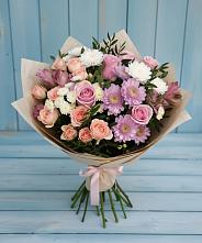 Букет цветов из:  Хризантемы, Розы и Альстромерии в Партените