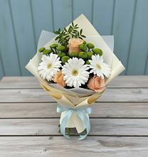 Букет цветов из:  Герберы, Розы и Хризантемы в Партените