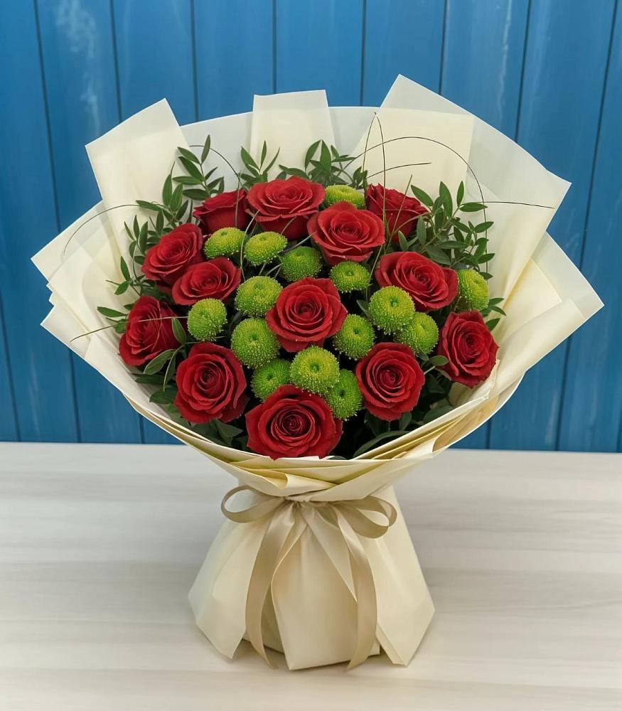 Букет цветов из: Розы и Хризантемы в Партените